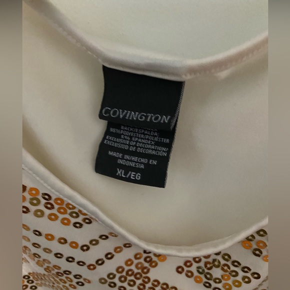 sequined tank, cream with gold - Picture 4 of 5